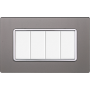 Placca in Vetro Silver Compatibile Bticino Matix - 4 Posti - Ettroit
