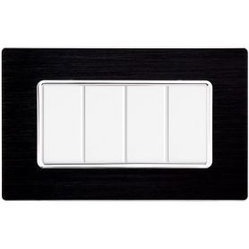 Placca in Alluminio Nera Compatibile Bticino Matix - 4 Posti - Ettroit