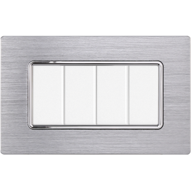 Placca in Alluminio Silver Lucido Compatibile Bticino Matix - 4 Posti - Ettroit