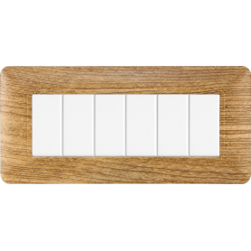 Placca in Plastica Legno Scuro Compatibile Bticino Matix - 6 Posti - Ettroit