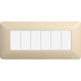 Placca in Plastica Sabbia Compatibile Bticino Matix - 6 Posti - Ettroit