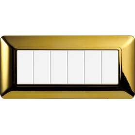 Placca in Plastica Oro Lucido Compatibile Bticino Matix - 6 Posti - Ettroit