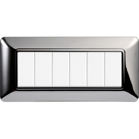 Placca in Plastica Cromato Lucido Compatibile Bticino Matix - 6 Posti - Ettroit