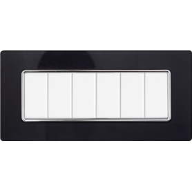 Placca in Vetro Nera Compatibile Bticino Matix - 6 Posti - Ettroit