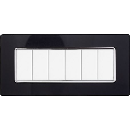 Placca in Vetro Nera Compatibile Bticino Matix - 6 Posti - Ettroit