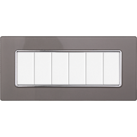 Placca in Vetro Silver Compatibile Bticino Matix - 6 Posti - Ettroit