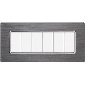 Placca in Alluminio Silver Compatibile Bticino Matix - 6 Posti - Ettroit