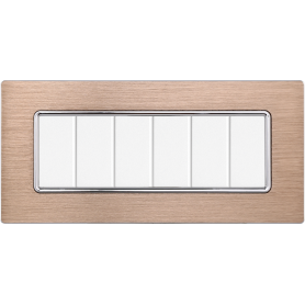 Placca in Alluminio Oro Compatibile Bticino Matix - 6 Posti - Ettroit