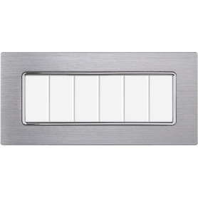 Placca in Alluminio Silver Lucido Compatibile Bticino Matix - 6 Posti - Ettroit