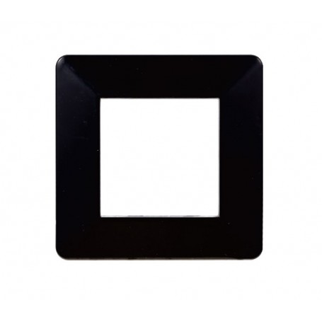 Placca in Plastica Nera Compatibile Vimar Plana - 2 Posti - Ettroit