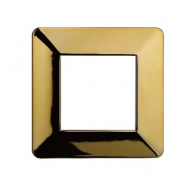 Placca in Plastica Oro Lucido Compatibile Vimar Plana - 2 Posti - Ettroit