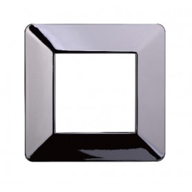 Placca in Plastica Cromato Lucido Compatibile Vimar Plana - 2 Posti - Ettroit