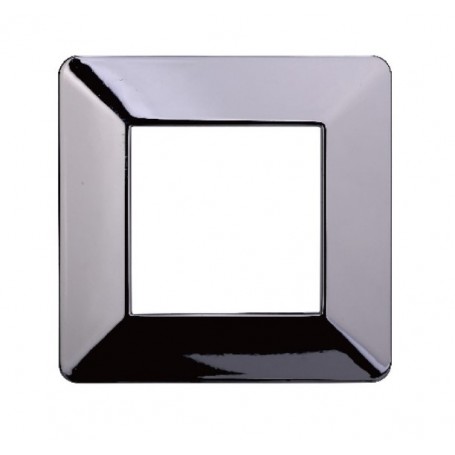 Placca in Plastica Cromato Lucido Compatibile Vimar Plana - 2 Posti - Ettroit