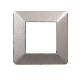 Placca in Plastica Titanio Compatibile Vimar Plana - 2 Posti - Ettroit