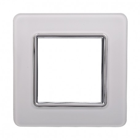 Placca in Vetro Bianca Compatibile Vimar Plana - 2 Posti - Ettroit