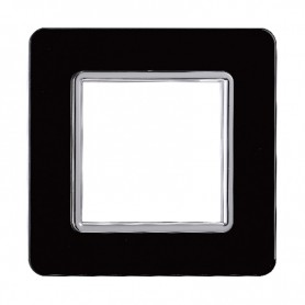 Placca in Vetro Nera Compatibile Vimar Plana - 2 Posti - Ettroit