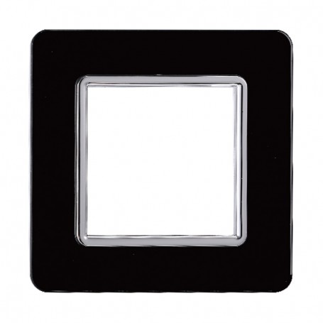 Placca in Vetro Nera Compatibile Vimar Plana - 2 Posti - Ettroit