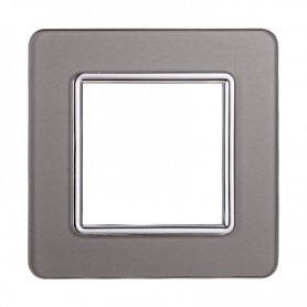 Placca in Vetro Silver Compatibile Vimar Plana - 2 Posti - Ettroit