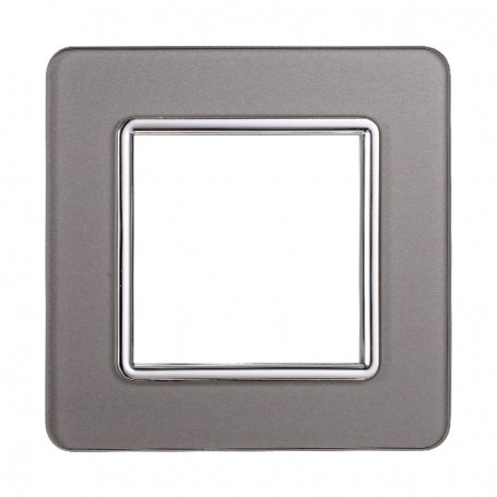 Placca in Vetro Silver Compatibile Vimar Plana - 2 Posti - Ettroit