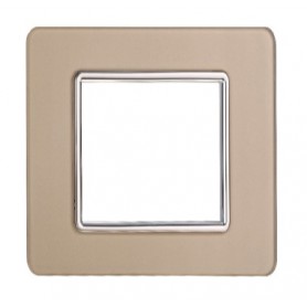 Placca in Vetro Oro Compatibile Vimar Plana - 2 Posti - Ettroit