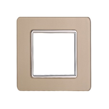 Placca in Vetro Oro Compatibile Vimar Plana - 2 Posti - Ettroit