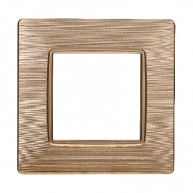 Placca in Plastica Oro Satinata Compatibile Vimar Plana - 2 Posti - Ettroit