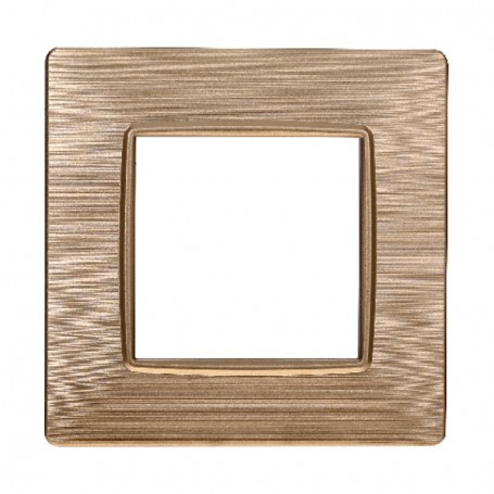 Placca in Plastica Oro Satinata Compatibile Vimar Plana - 2 Posti - Ettroit