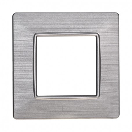 Placca in Plastica Silver Satinata Compatibile Vimar Plana - 2 Posti - Ettroit