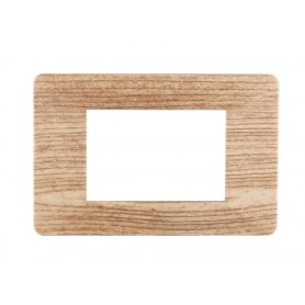 Placca in Plastica Legno Chiaro Compatibile Vimar Plana - 3 Posti - Ettroit
