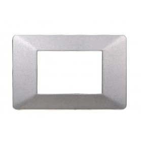 Placca in Plastica Silver Compatibile Vimar Plana - 3 Posti - Ettroit