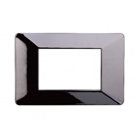 Placca in Plastica Cromato Lucido Compatibile Vimar Plana - 3 Posti - Ettroit