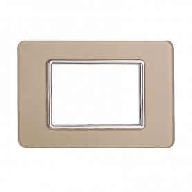 Placca in Vetro Oro Compatibile Vimar Plana - 3 Posti - Ettroit