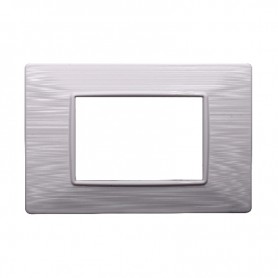Placca in Plastica Bianca Satinata Compatibile Vimar Plana - 3 Posti - Ettroit