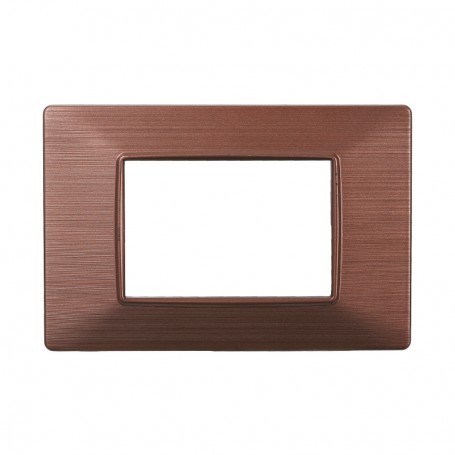 Placca in Plastica Bronzo Satinata Compatibile Vimar Plana - 3 Posti - Ettroit