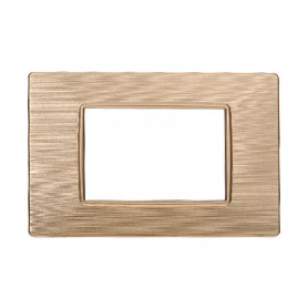 Placca in Plastica Oro Satinata Compatibile Vimar Plana - 3 Posti - Ettroit