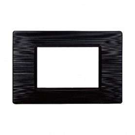 Placca in Plastica Nera Satinata Compatibile Vimar Plana - 3 Posti - Ettroit