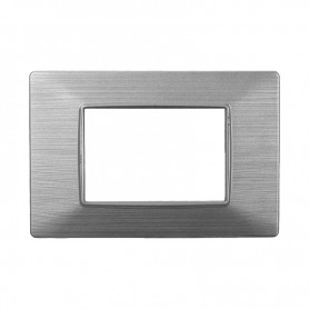 Placca in Plastica Silver Satinata Compatibile Vimar Plana - 3 Posti - Ettroit