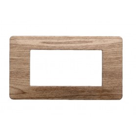 Placca in Plastica Legno Chiaro Compatibile Vimar Plana - 4 Posti - Ettroit