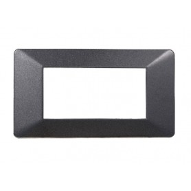Placca in Plastica Acciaio Scuro Compatibile Vimar Plana - 4 Posti - Ettroit