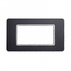 Placca in Vetro Acciaio Scuro Compatibile Vimar Plana - 4 Posti - Ettroit