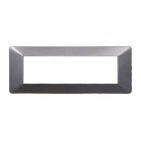 Placca in Plastica Acciaio Scuro Compatibile Vimar Plana - 7 Posti - Ettroit