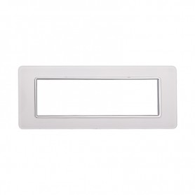 Placca in Vetro Bianca Compatibile Vimar Plana - 7 Posti - Ettroit