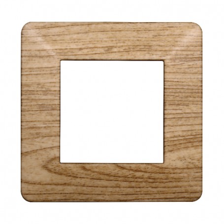 Placca in Plastica Legno Scuro Compatibile Vimar Plana - 2 Posti - Ettroit