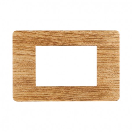 Placca in Plastica Legno Scuro Compatibile Vimar Plana - 3 Posti - Ettroit