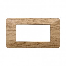 Placca in Plastica Legno Scuro Compatibile Vimar Plana - 4 Posti - Ettroit
