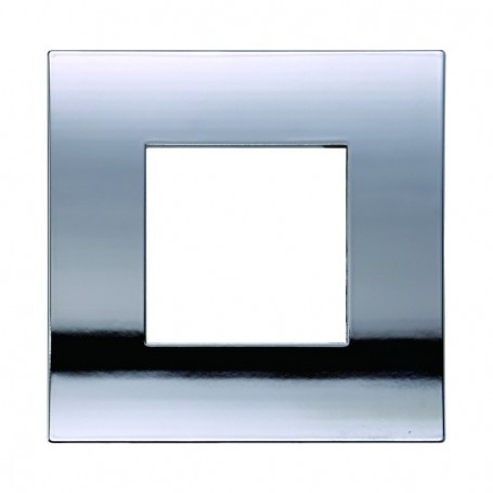 Placca in Plastica Cromato Lucido Compatibile Vimar Arkè - 2 Posti - Ettroit