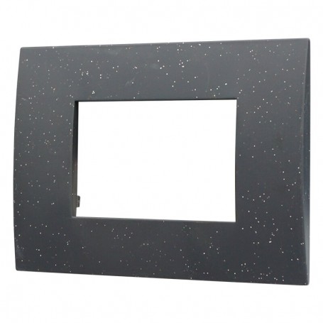 Placca in Plastica Nero Brillante Compatibile Vimar Arkè - 3 Posti - Ettroit