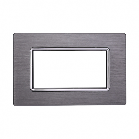 Placca in Alluminio Silver Compatibile Living Light - 4 Posti - Ettroit