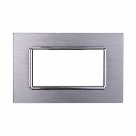 Placca in Alluminio Silver Lucido Compatibile Living Light - 4 Posti - Ettroit