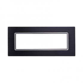 Placca in Alluminio Nero Compatibile Living Light - 7 Posti - Ettroit